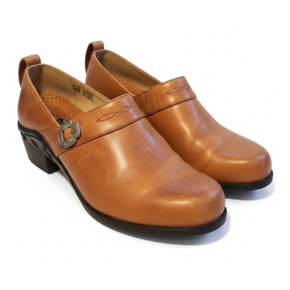 Ariat Leather Clogs 8.5 Tan Buckle Western Equestrian Farmcore Country